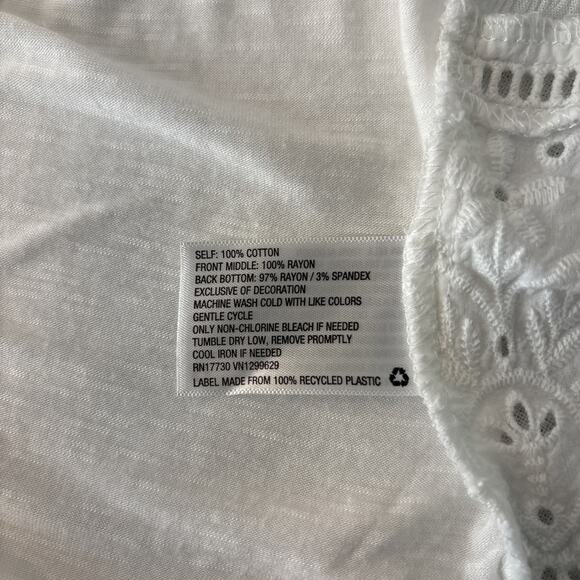 Knox Rose XL White Eyelet Boho Peasant Tunic Top Short Sleeve Eyelet Embroidery - Picture 11 of 16